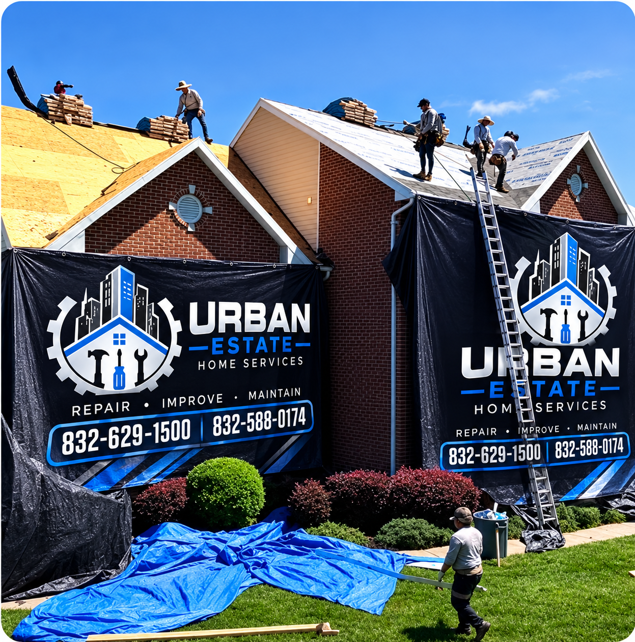 Urban Estates roofing work in progress